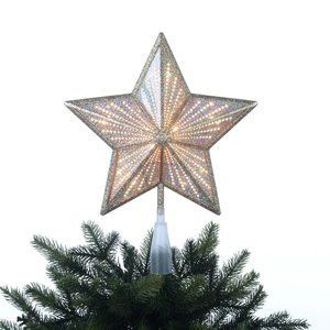 NWT Holiday Time 12 inch Champagne Gold Star Christmas Tree Topper